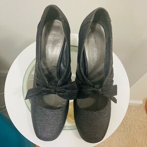 Anne Michelle Black Bow Mary Jane Heels